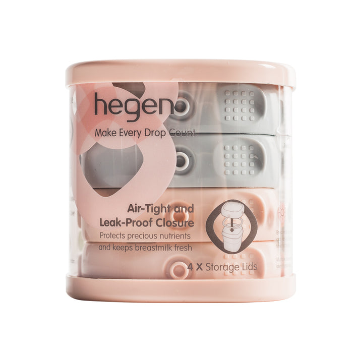 Hegen PCTO Breast Milk Storage Lids (4-pack) pink/grey